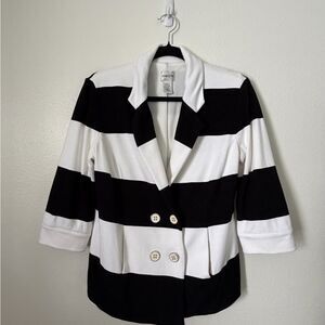 Chico’s Jacket Deck Cruisin’ Black And White Striped Jersey Size 1 (medium 8)